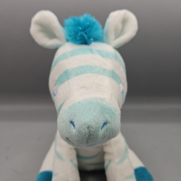 Hallmark Blue Magnetic Kissing Zebra Plush 7" Sewn Eyes Baby Lovey Stuffed - Picture 6 of 10